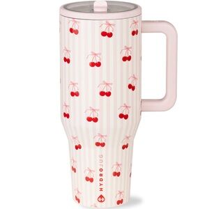 NWT HydroJug Cherry Patterned Tumbler with Pink Handle